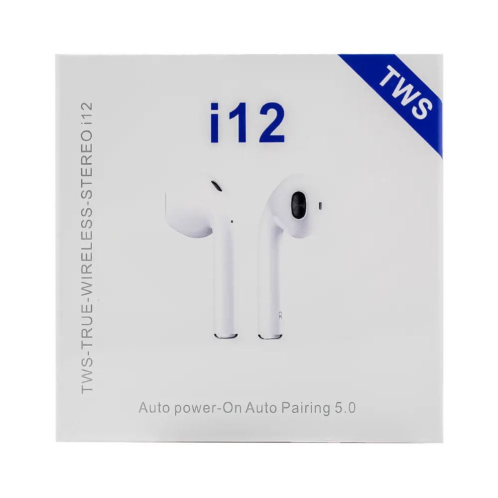 Auriculares inalámbricos TWS i12 Bluetooth V5.0-Auto pairing-Blanco