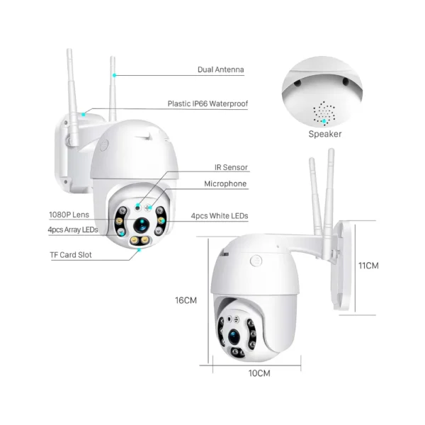 Cámara de seguridad exterior PTZ Wifi MY-7198