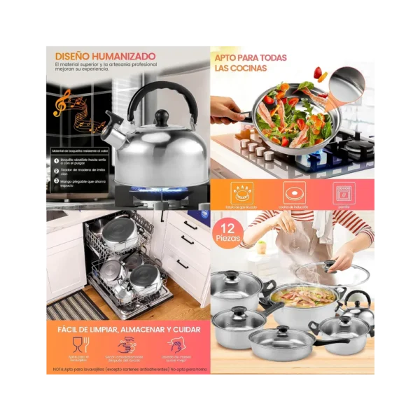 Set de Ollas de Cocina 12pcs Acero Inoxidable