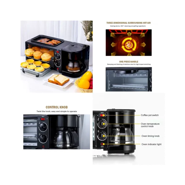 Horno Eléctrico Multifuncional Desayuno 3 en 1