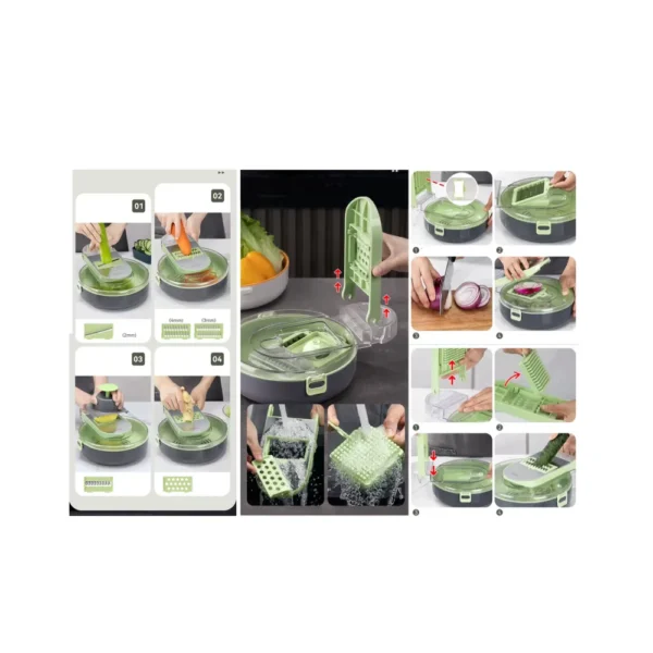 Cortador De Verduras Multifuncional Manual 9 En 1