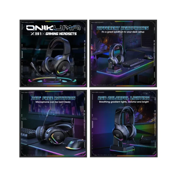 Audífonos Gamer Wired RGB X31 Onikuma