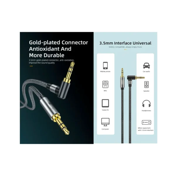 Cable de Audio Auxiliar Estéreo 3.5mm 1.5m