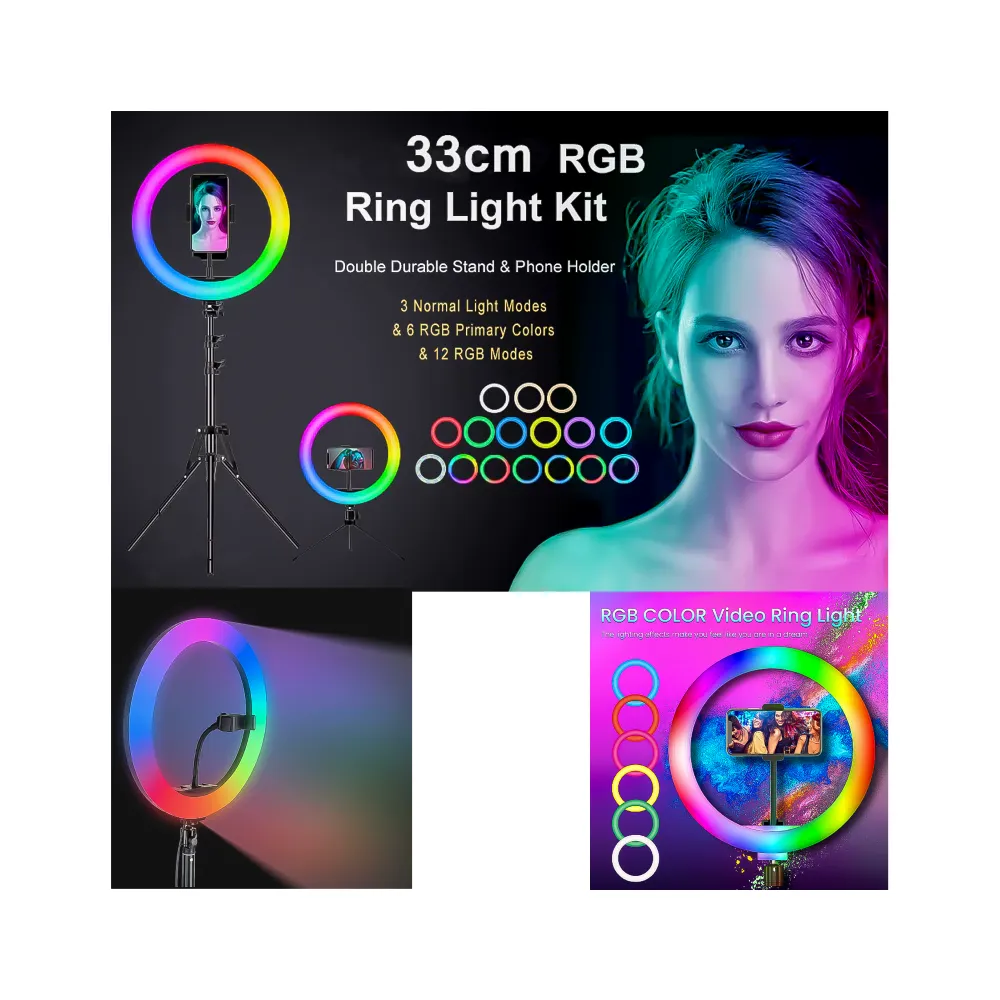 Aro de Luz Led Con Soporte RGB 14"