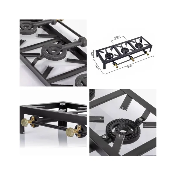 Cocina a Gas Portátil 3 Fogones R.8502 RAF