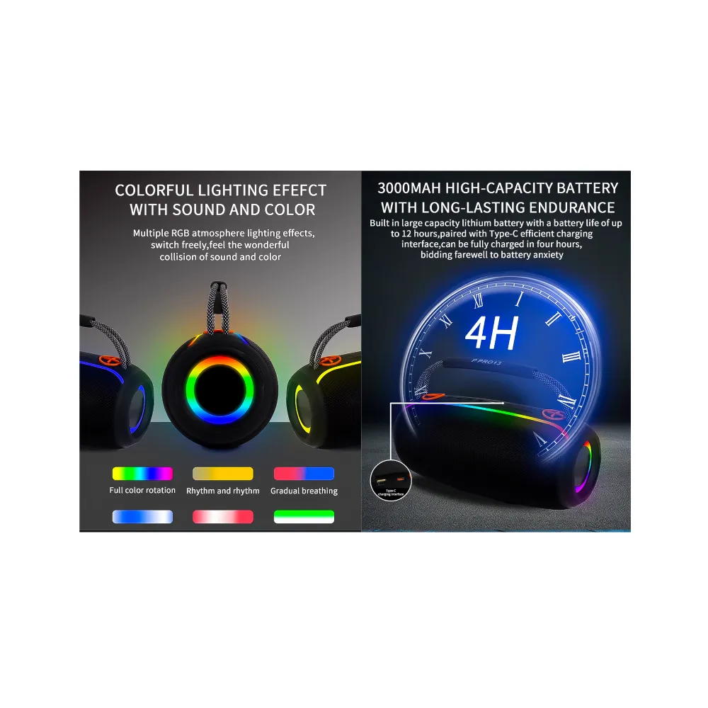Altavoz BT Inalámbrico Portátil RGB IPX Pro13