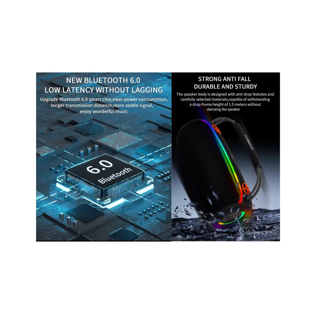 Altavoz BT Inalámbrico Portátil RGB IPX Pro13