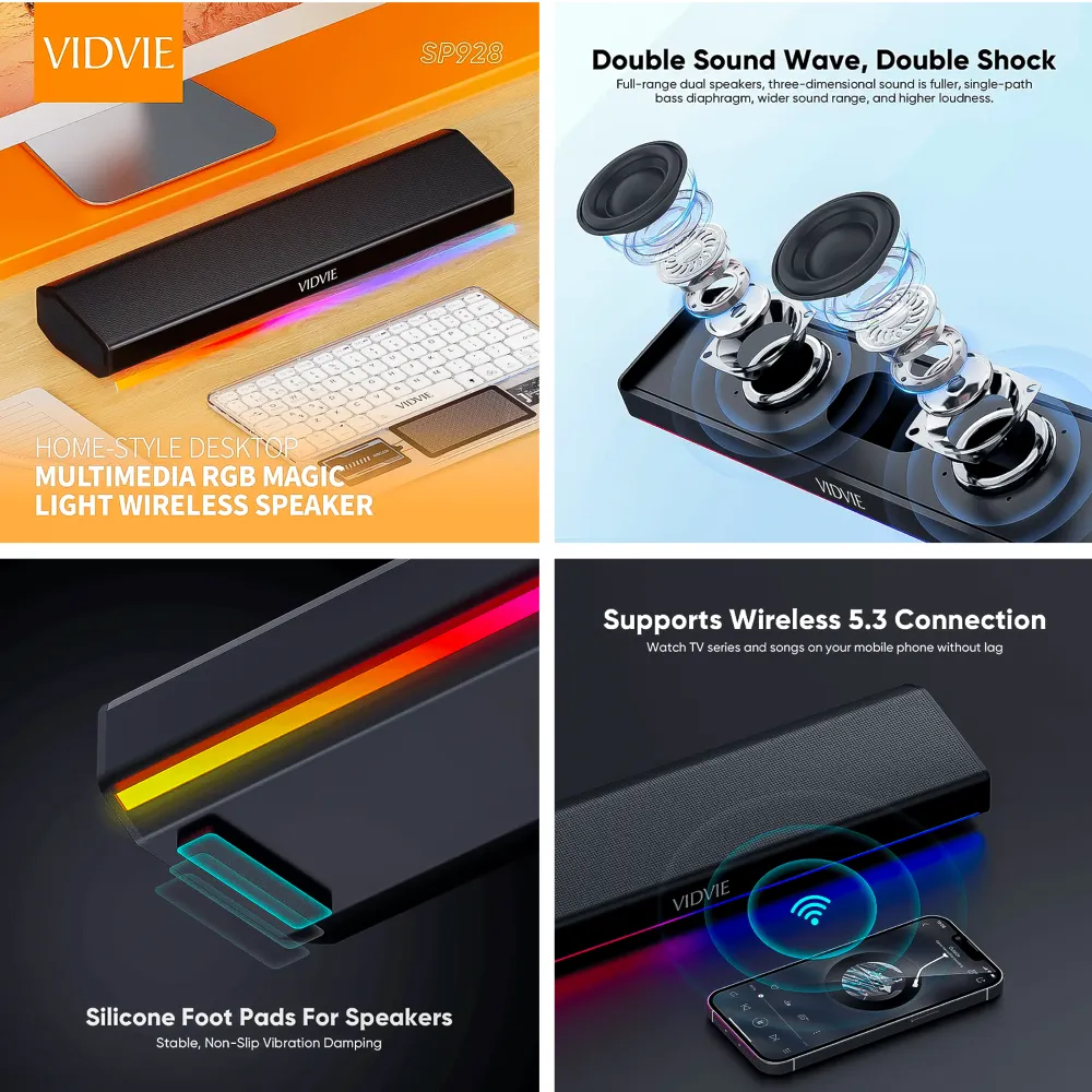Altavoz de escritorio Parlante RGB SP928 Vidvie
