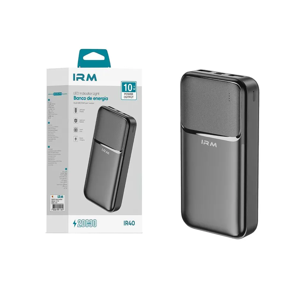 Cargador Portátil Power Bank 20000mah 10w IR40
