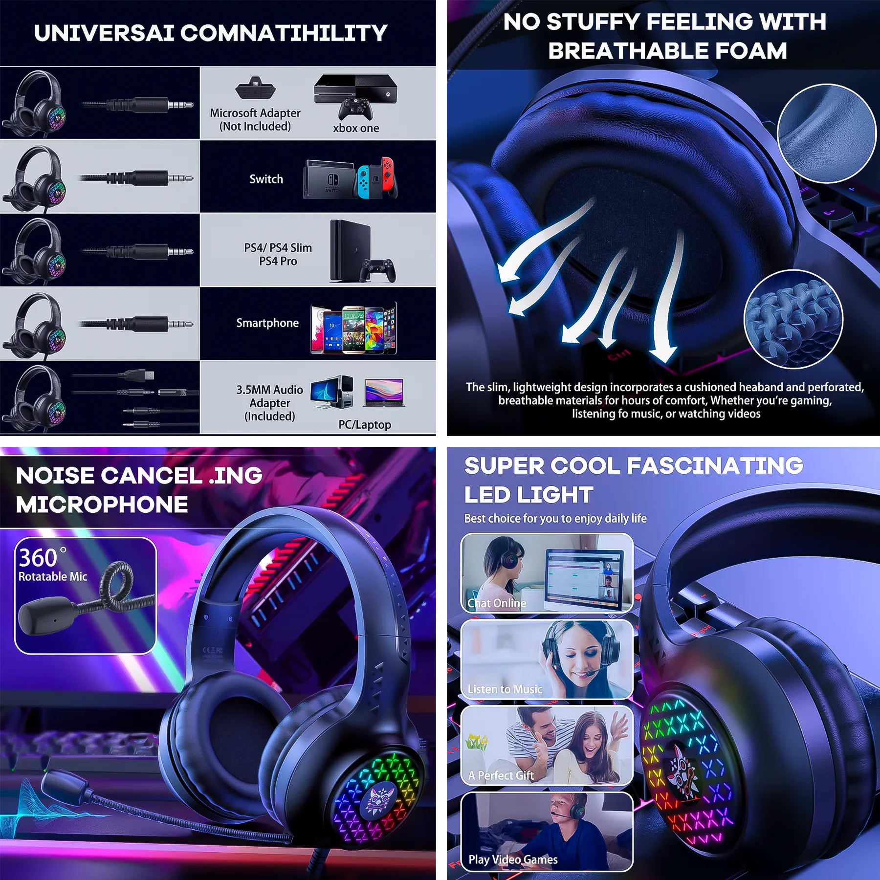 Audífonos Gamer RGB Onikuma X7 Pro