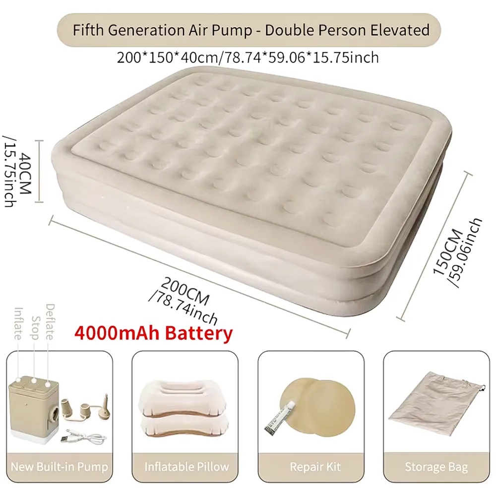 Colchón Inflable con Bomba de Aire 2 Personas