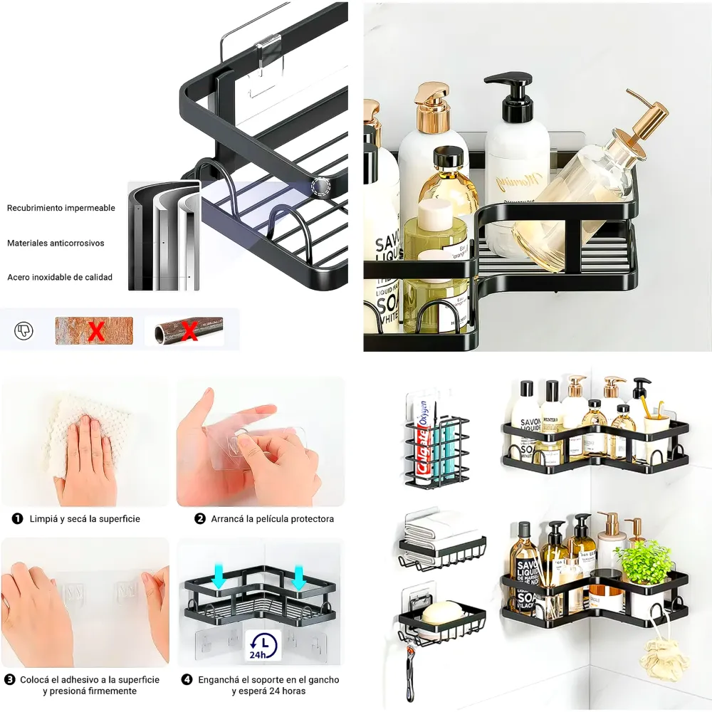 Organizador de Pared para Baño Cocina 5pcs