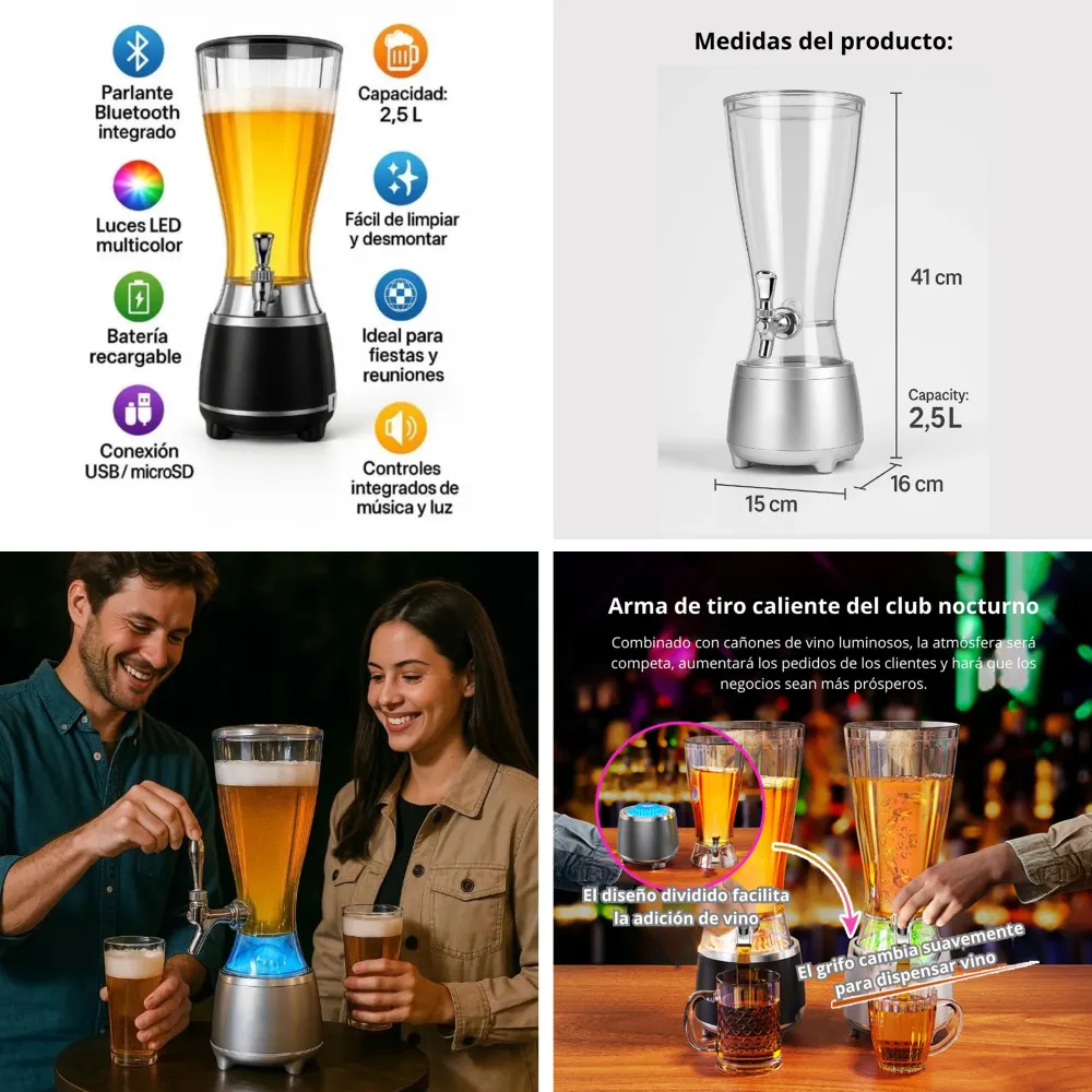 Parlante Bluetooth Led Bucket Beer 2.5L AZ-598