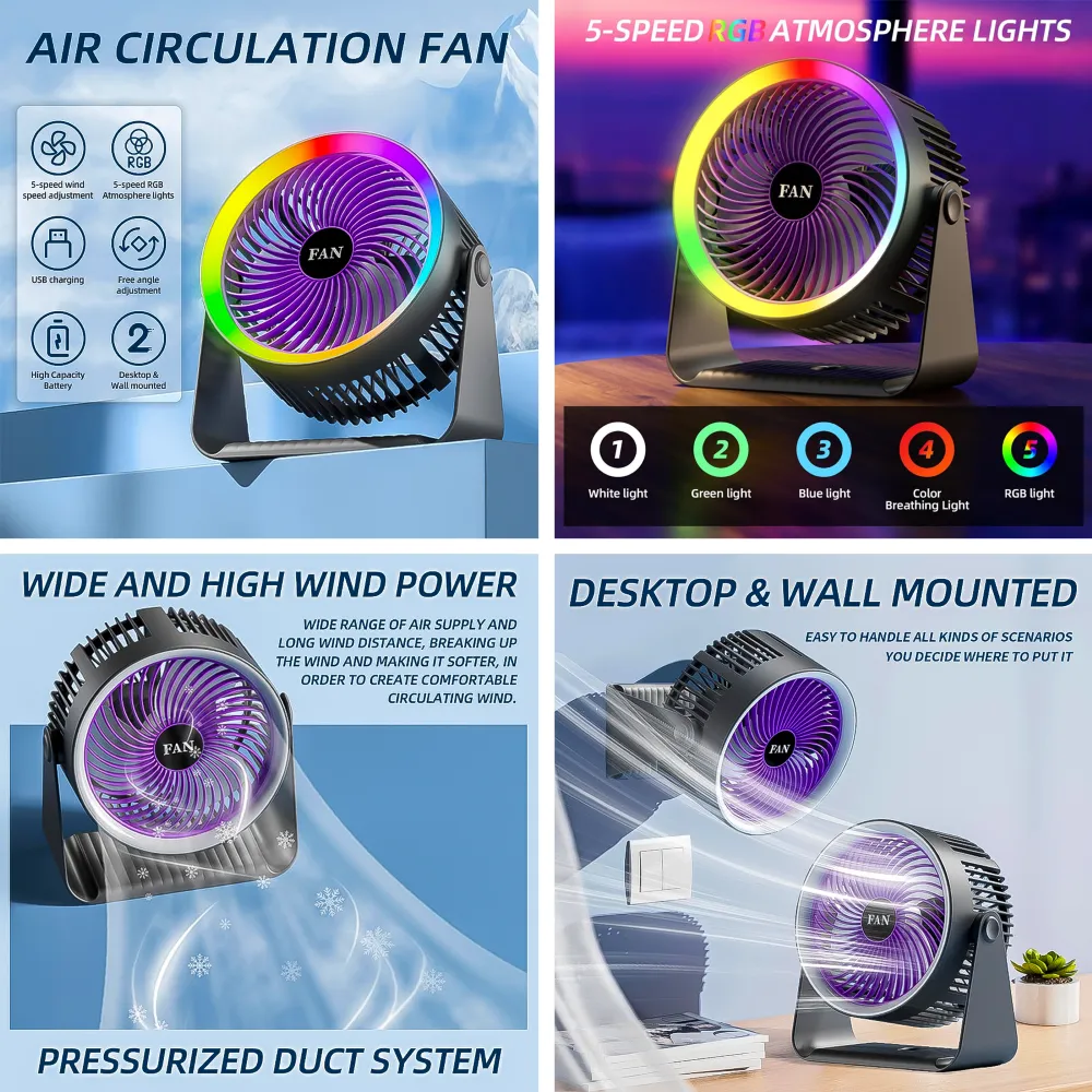 Ventilador RGB Led USB 3 Aspas