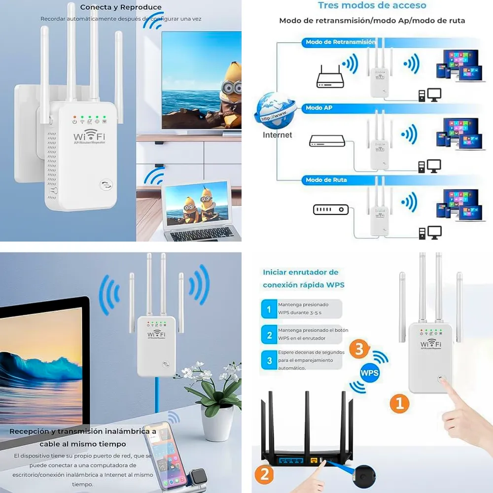 Repetidor Router Wifi 4 Antenas 300Mbps U9