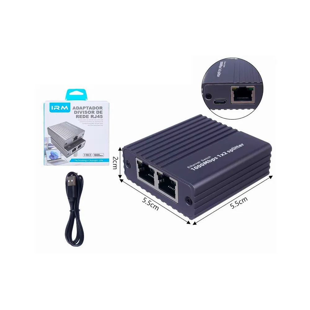 Splitter Divisor de Red RJ45 1X2 1000mbps