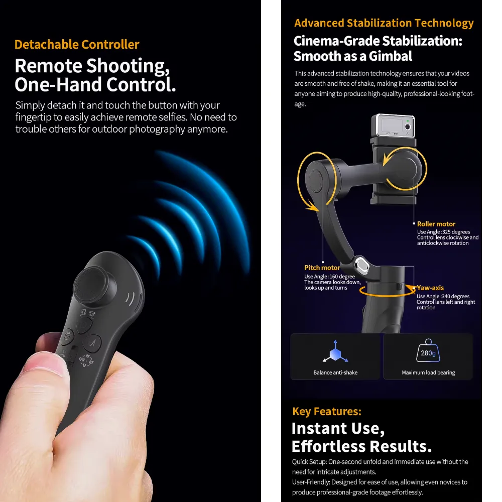 Estabilizador Gimbal 3 Ejes AI Facial B2