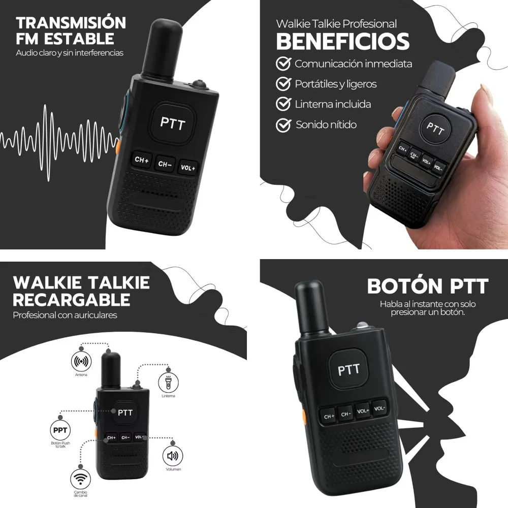 Walkie Talkies x2 RF UHF FM-810