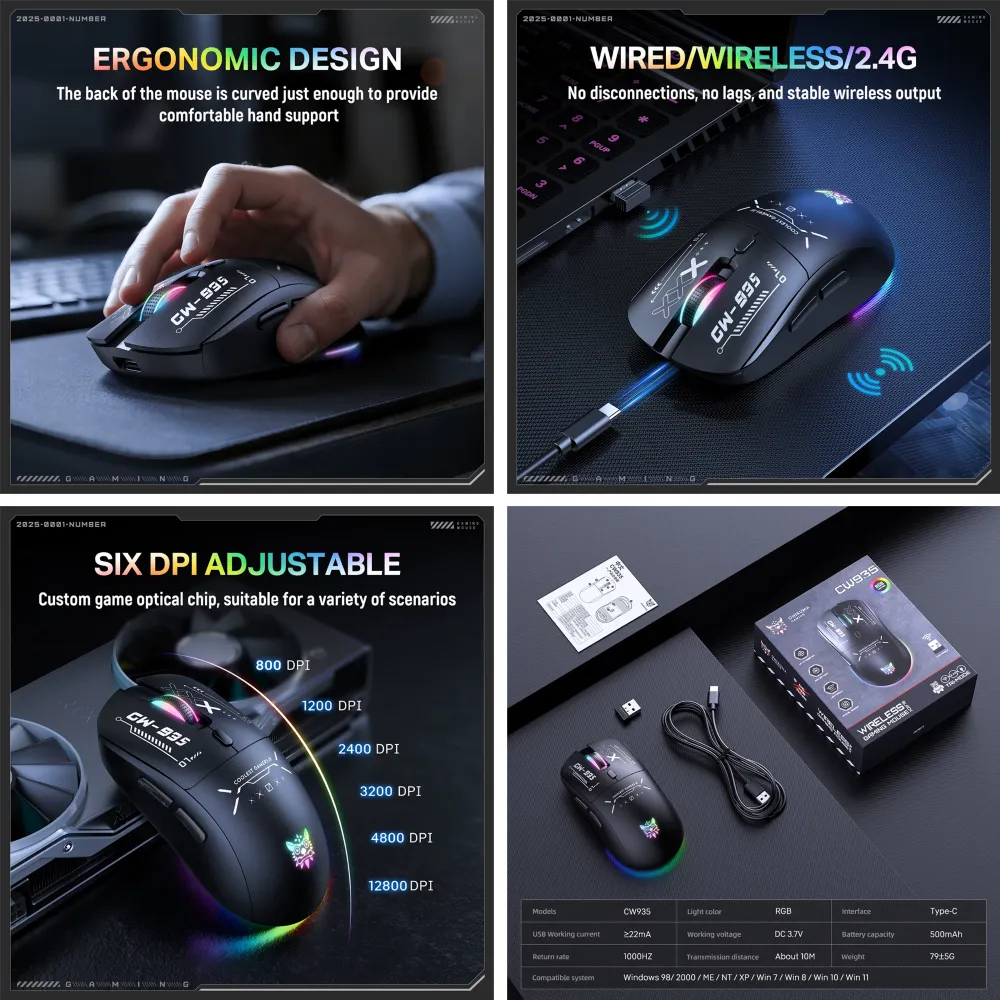 Mouse Inalámbrico RGB CW935 Onikuma