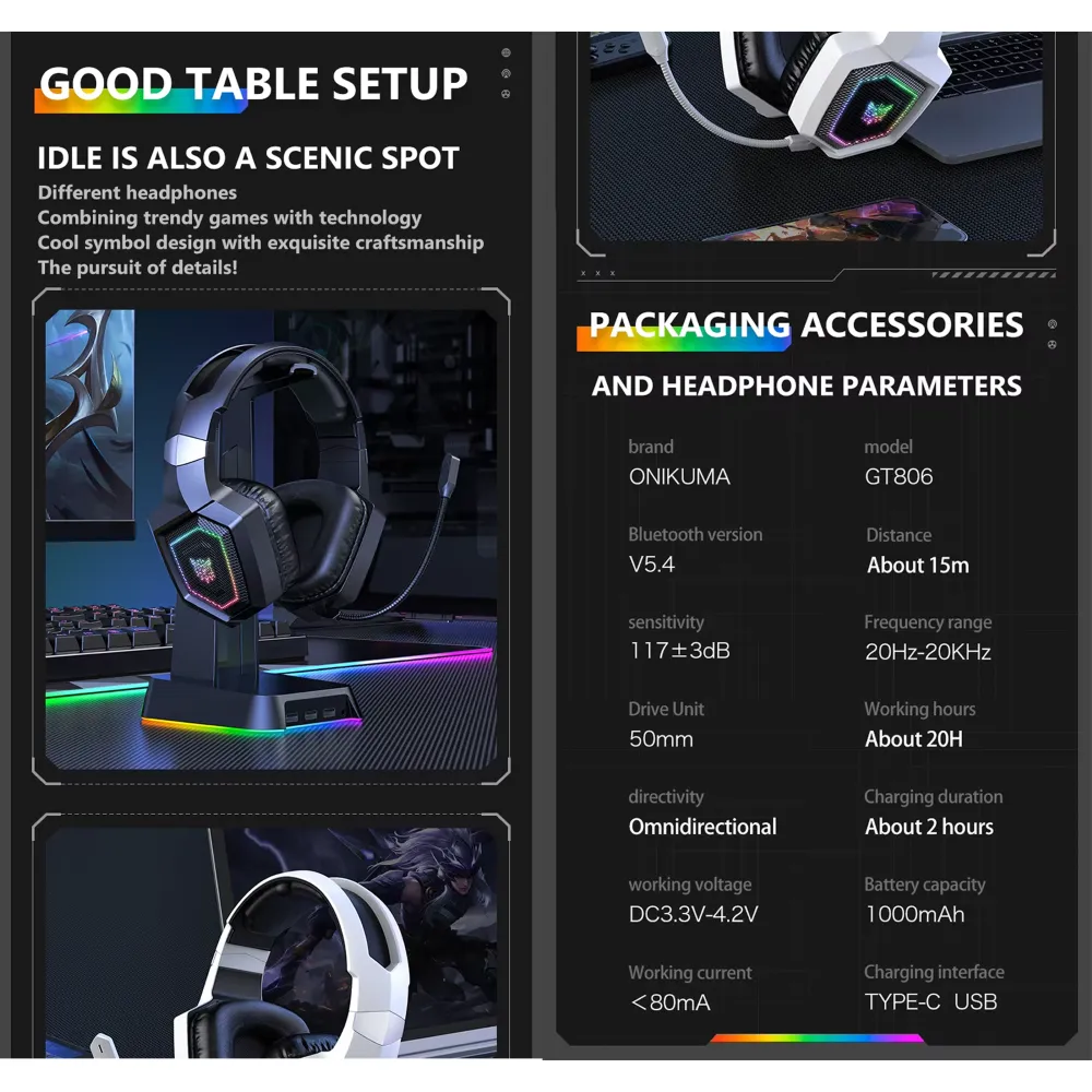 Auriculares inalámbricos Gamer Onikuma GT806