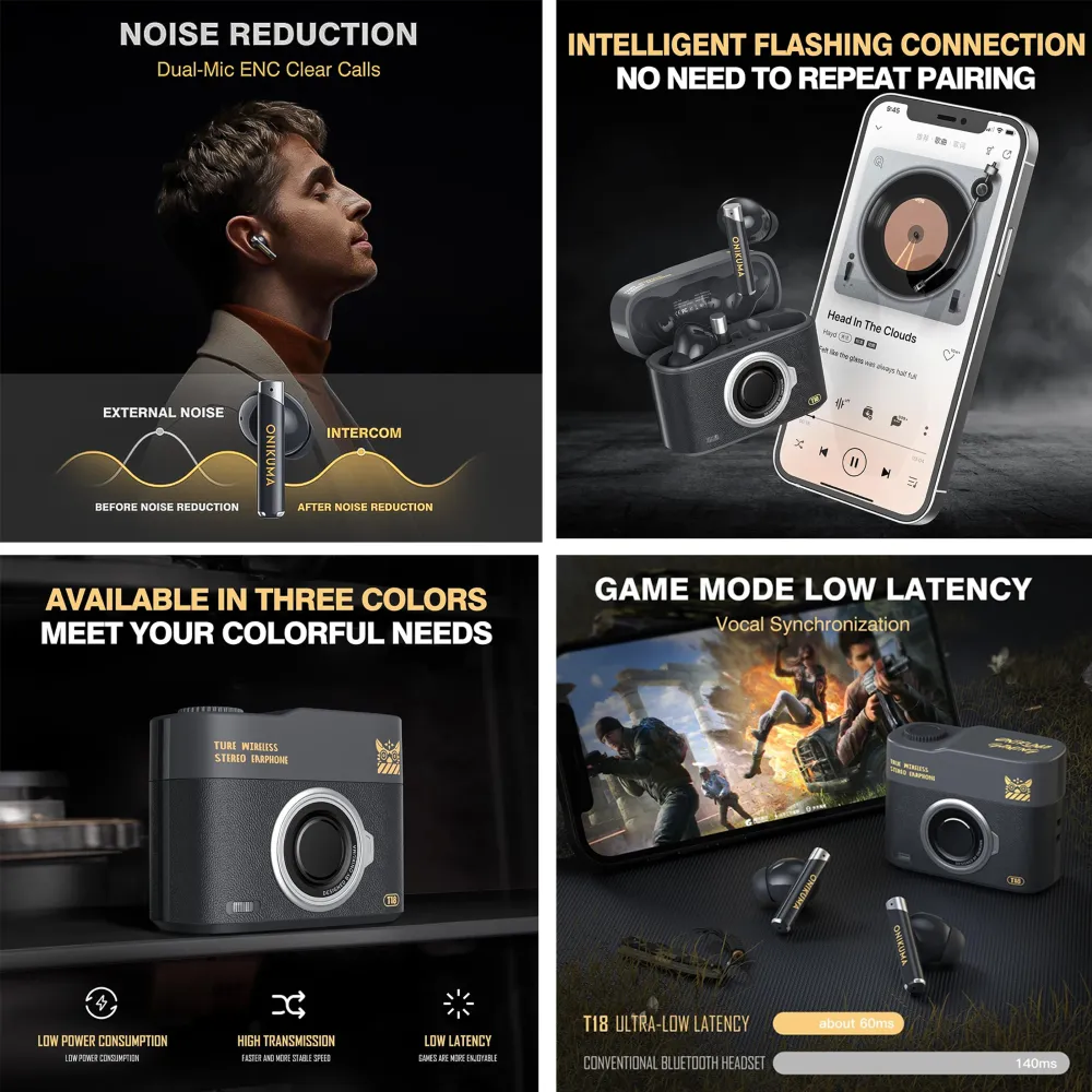 Auriculares Inalámbricos Gamer T18 Onikuma