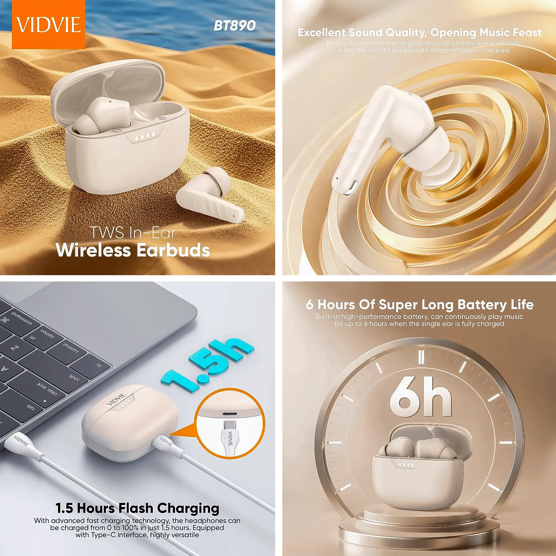 Audífonos inalámbricos In Ear TWS BT890 Vidvie