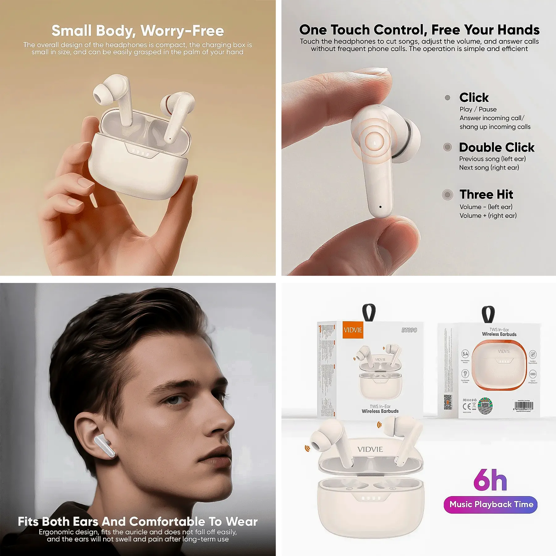 Audífonos inalámbricos In Ear TWS BT890 Vidvie