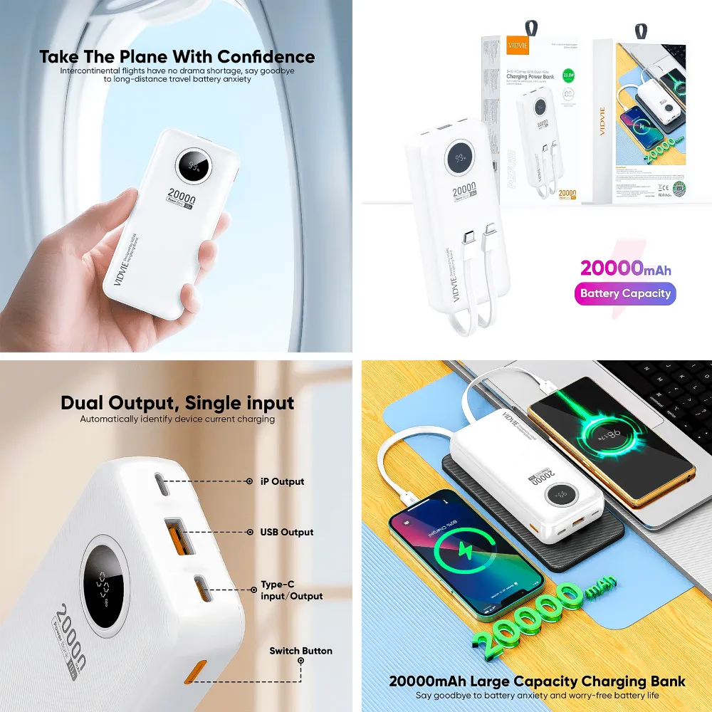Batería Portátil Carga Dual 20000mah PB7018 Vidvie
