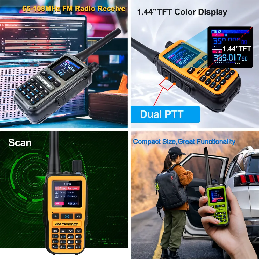Walkie Talkie Mini TFT Multibanda Uv-5r Baofeng