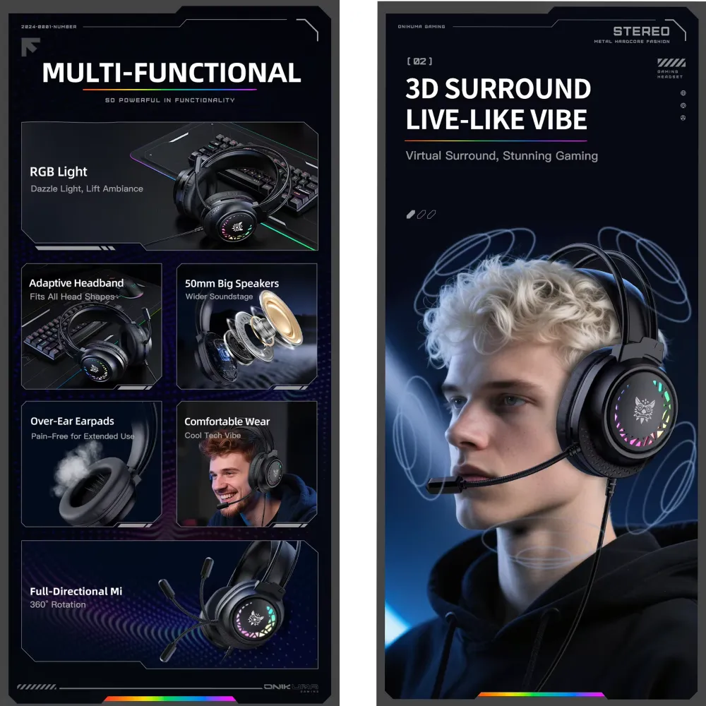 Auriculares Gamer Hi Fi X92 Onikuma