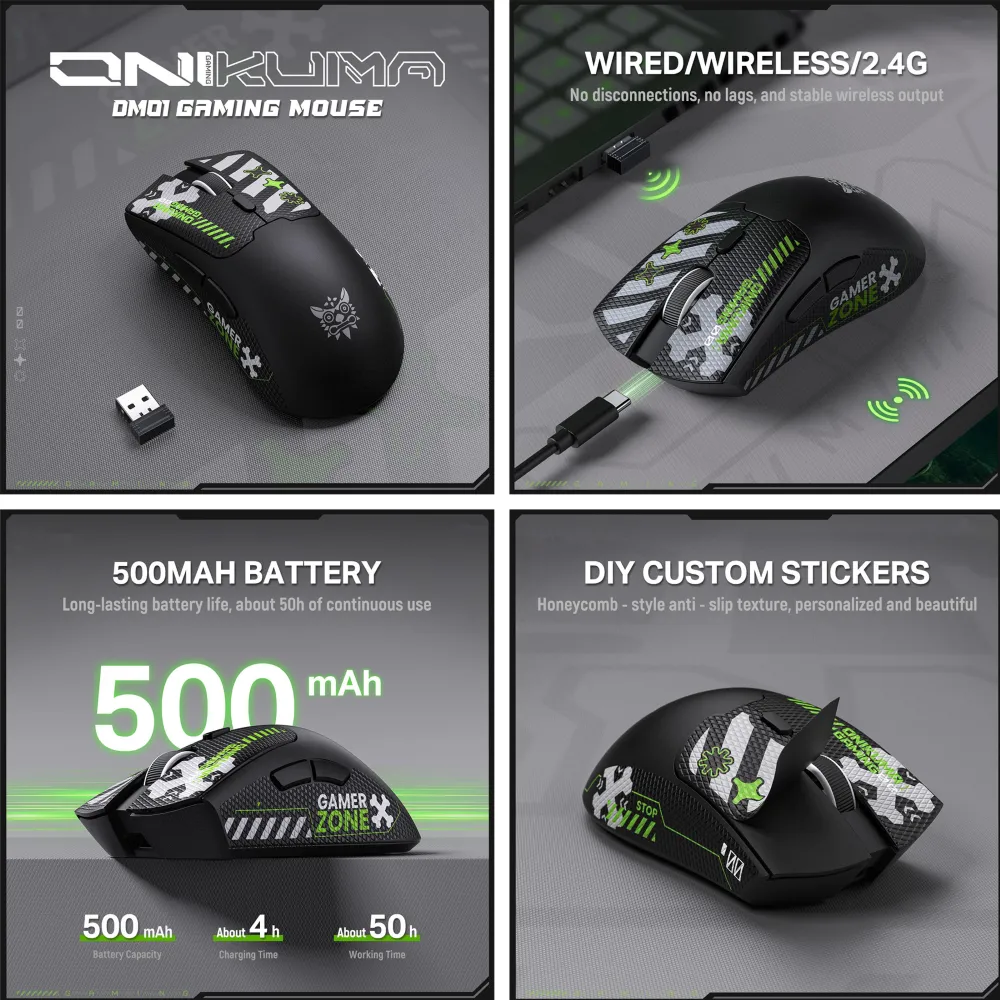 Mouse Gamer Inalambrico 2,4Ghz 12800Dpi DM01 Onikuma