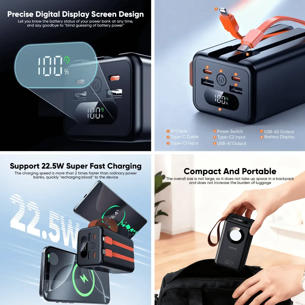 Cargador Portátil 30000mah PB7033 Vidvie