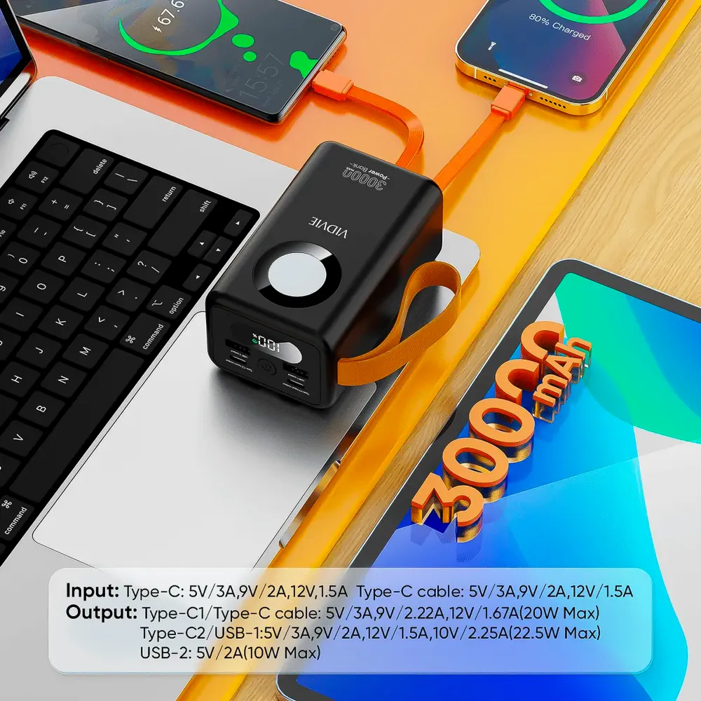 Cargador Portátil 30000mah PB7033 Vidvie