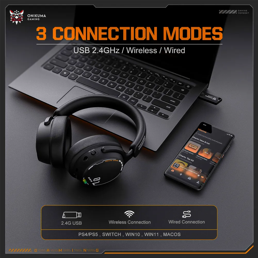 Auriculares Inalámbricos Gamer 2.4ghz ONIKUMA GT886