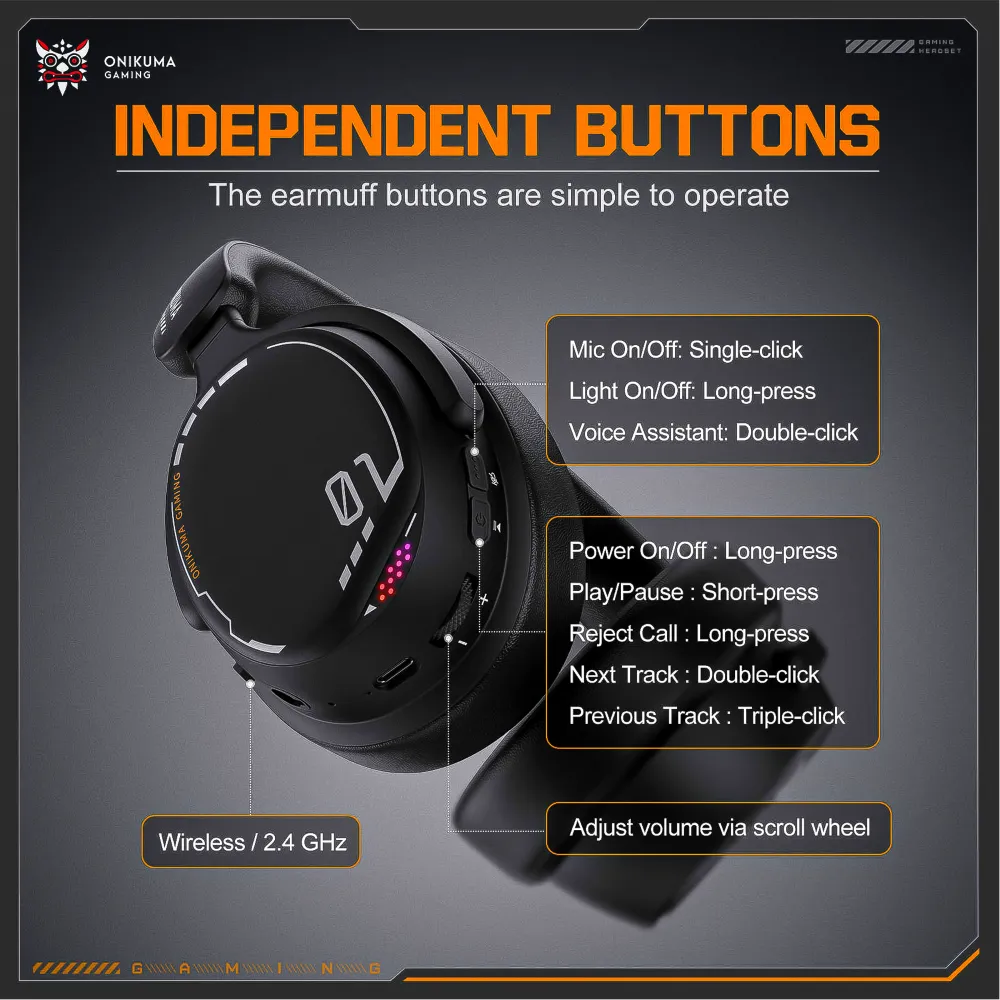 Auriculares Inalámbricos Gamer 2.4ghz ONIKUMA GT886