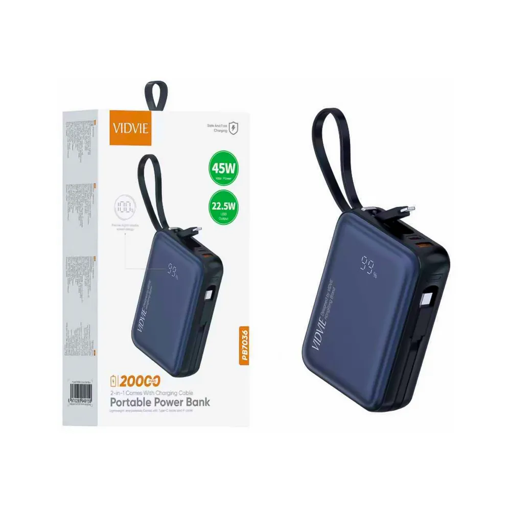 Power Bank Carga Rápida 20000mah Pb7036 Vidvie