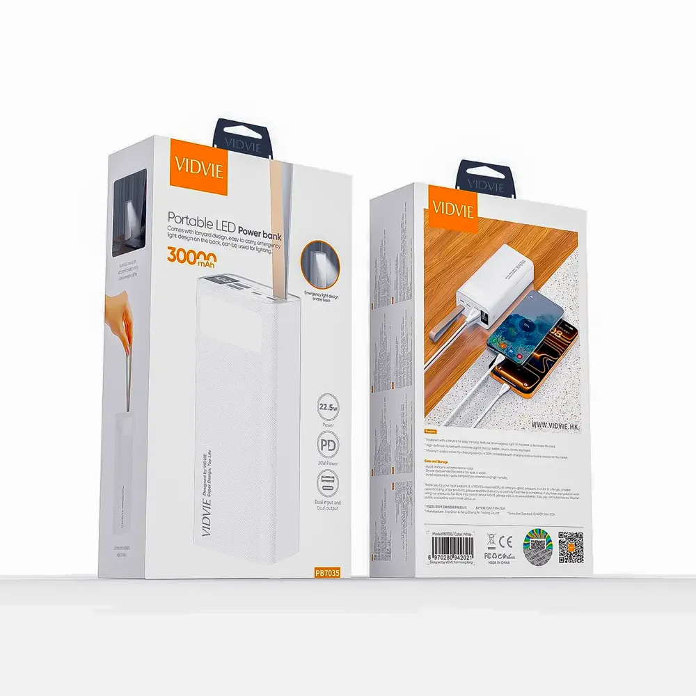 Power Bank 30000mah 22.5W PB7035 Vidvie