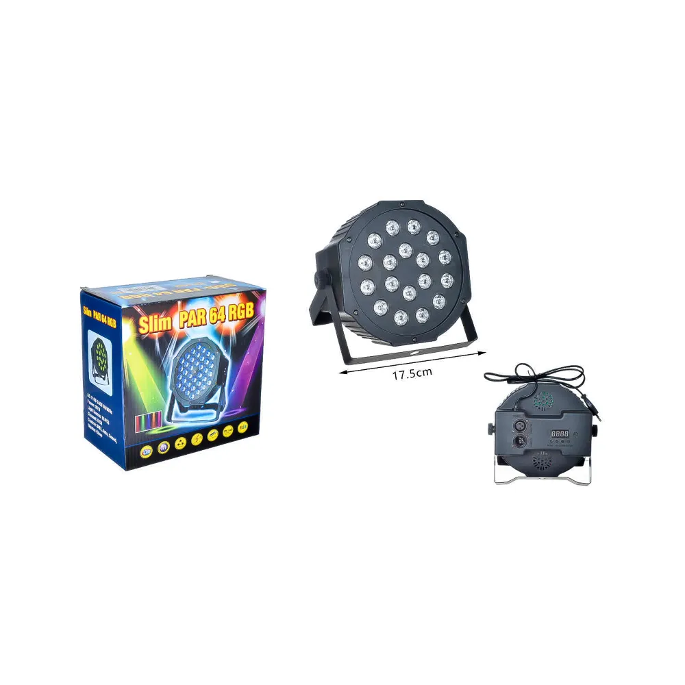 Foco Led Slim Par 64RGB Fuente Luz DMX