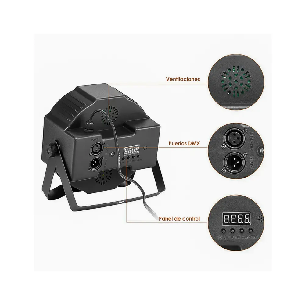 Foco Led Slim Par 64RGB Fuente Luz DMX
