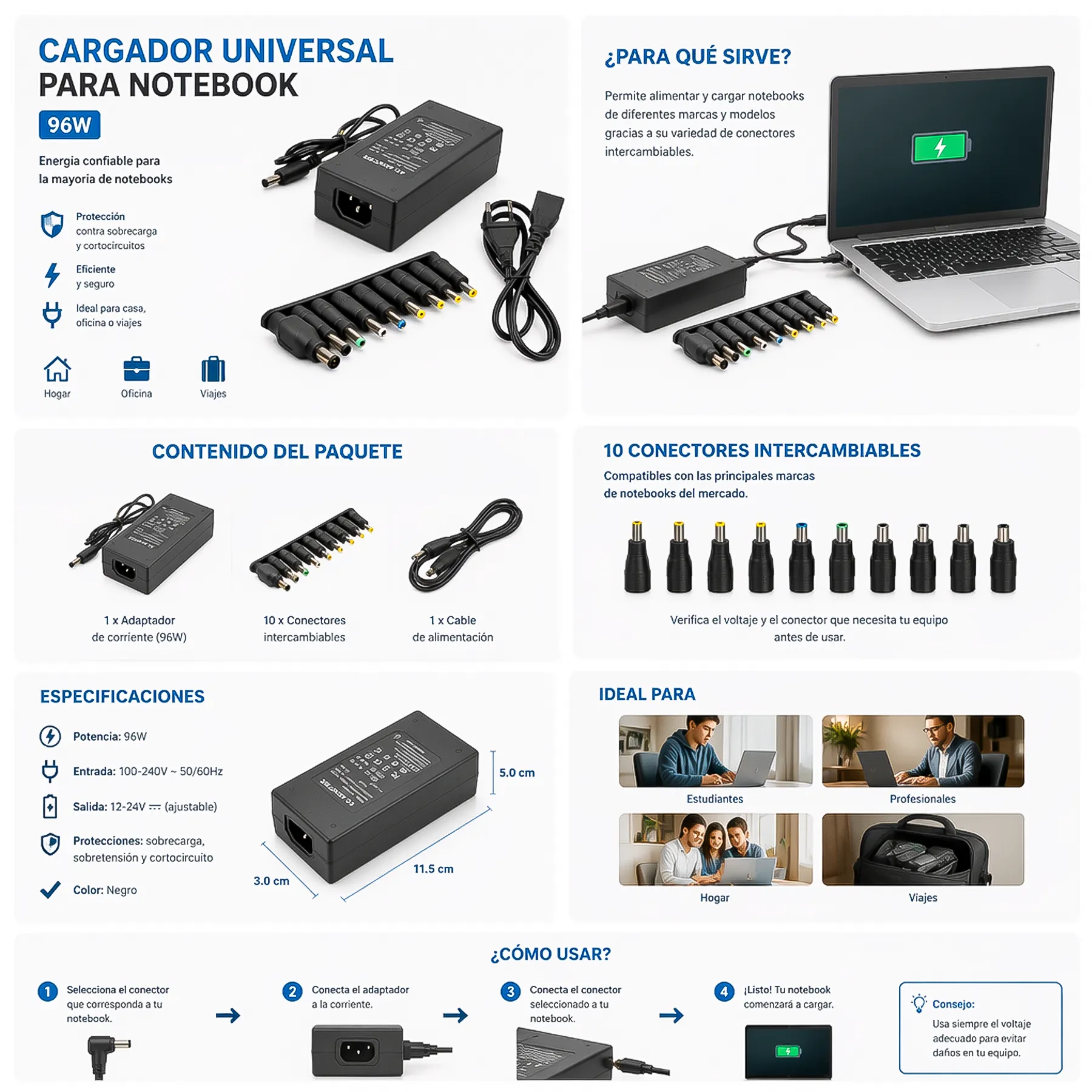 Cargador de Notebook Universal 9 Puntas IRM 1 01101 02
