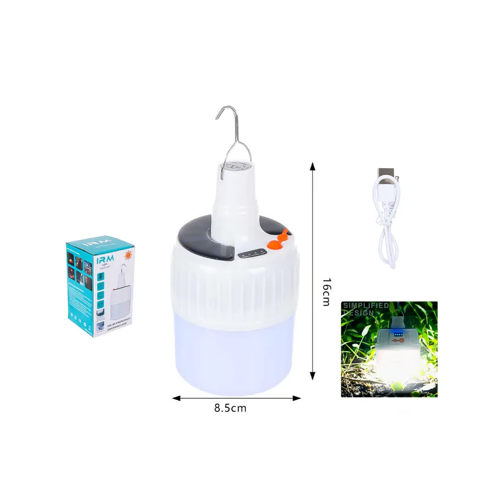 Lámpara LED solar recargable camping USB 24T