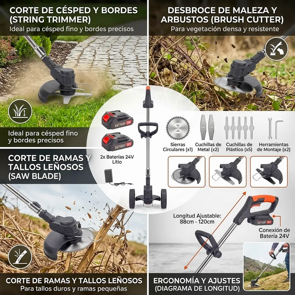 Cortadora de Césped Inalámbrica 2 Baterías 1 13595 02