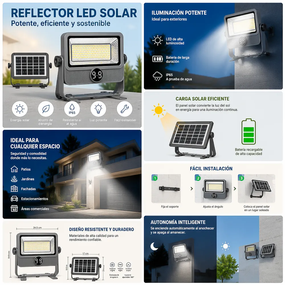 Foco LED Solar Recargable USB 100W JD-Y90