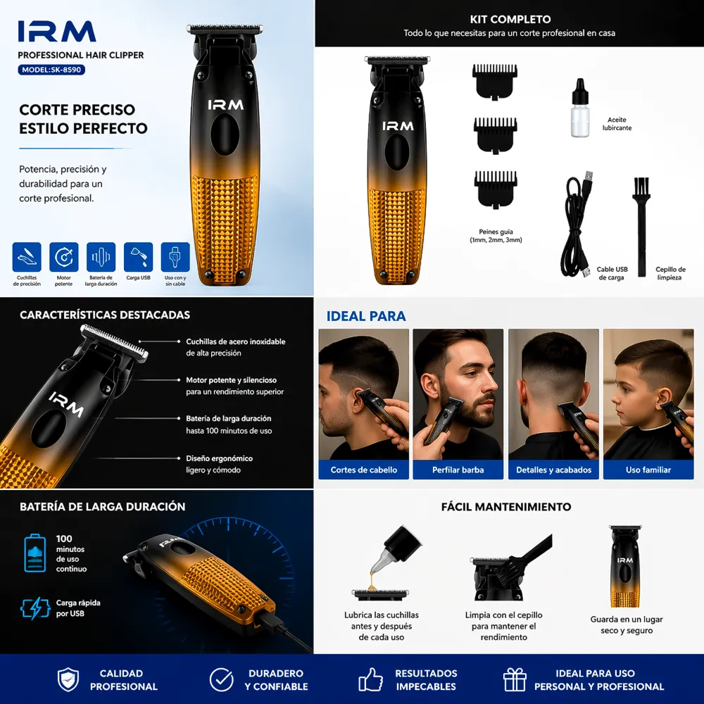 Máquina de Cortar Pelo Hair Clipper Sk-8590 IRM 2 14001 01