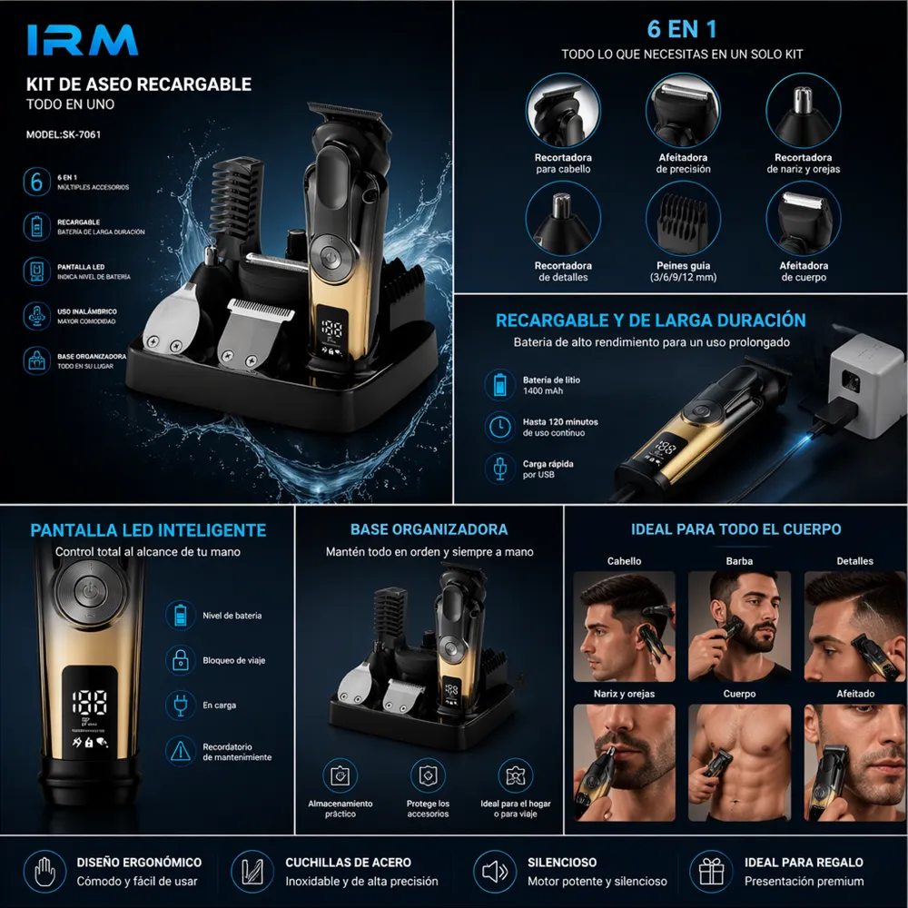 Máquina de Cortar Pelo Multifuncional SK-7051 IRM 2 14006 01