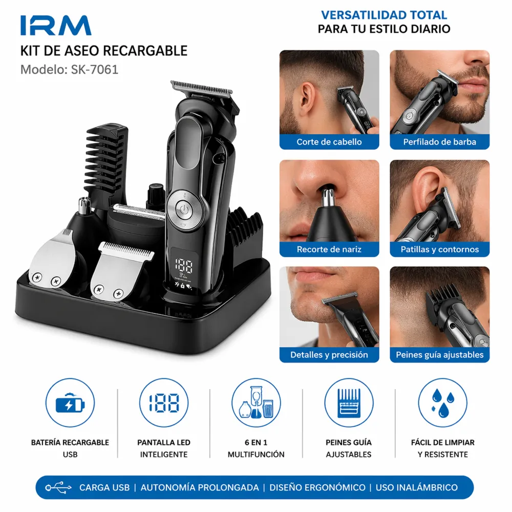 Máquina de Cortar Pelo Multifuncional SK-7051 IRM 1 14006 02