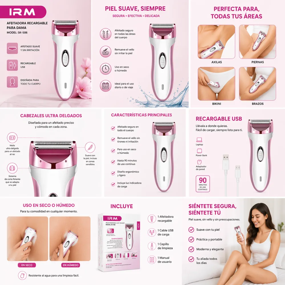 Máquina Depiladora Recargable IRM SK-506 2 14009 01
