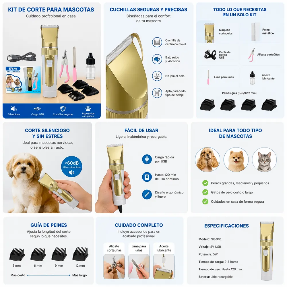 Maquina de Cortar Pelo Mascotas Pet Clipper SK-910