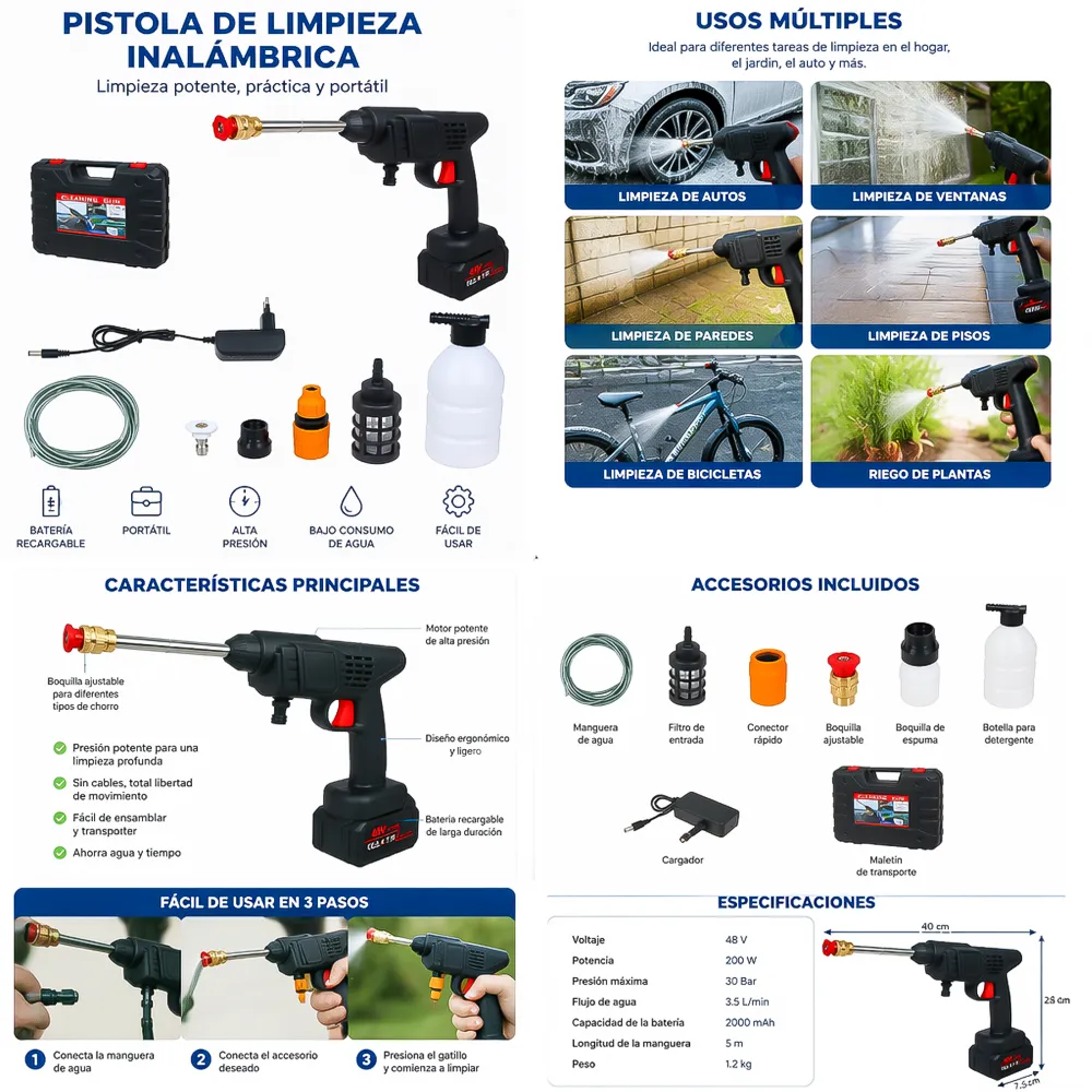 Hidrolavadora Inalámbrica Portátil Batería 21v 2 14048 01
