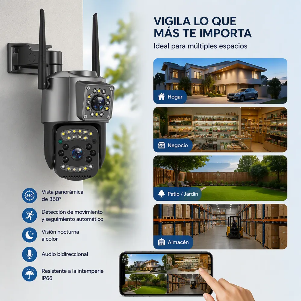 Cámara de Seguridad Exterior Wifi PTZ HD V380 1 14049 02